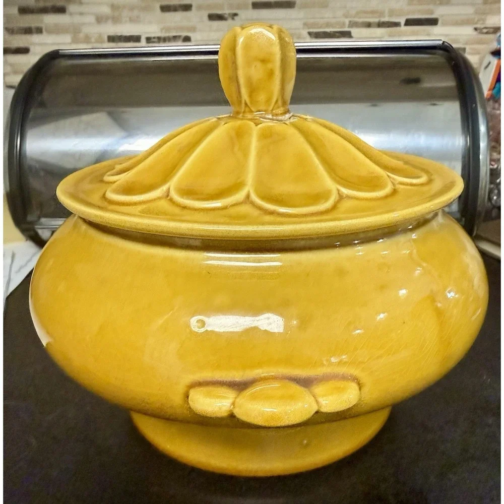 Vintage USA Pottery 620 Casserole w/ Lid, Mustard Tureen Compote Bowl Dish